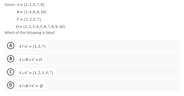 Solved Given: A={1,2} BC={3,4}={a,b} Find: A×B×C (A) | Chegg.com