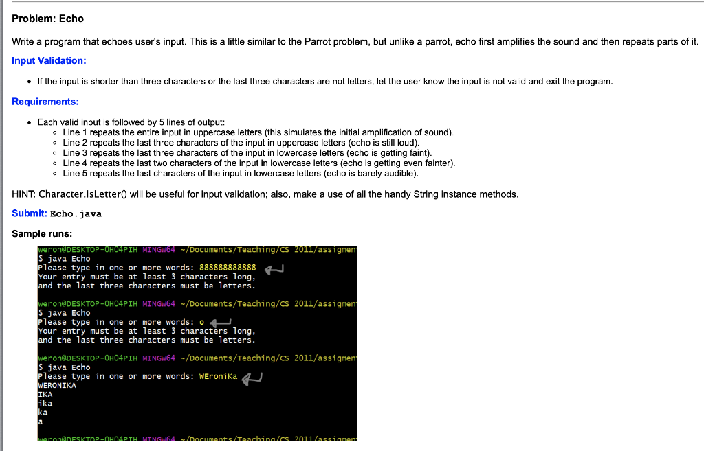Solved Problem Echo Write Program Echoes User S Input Lit