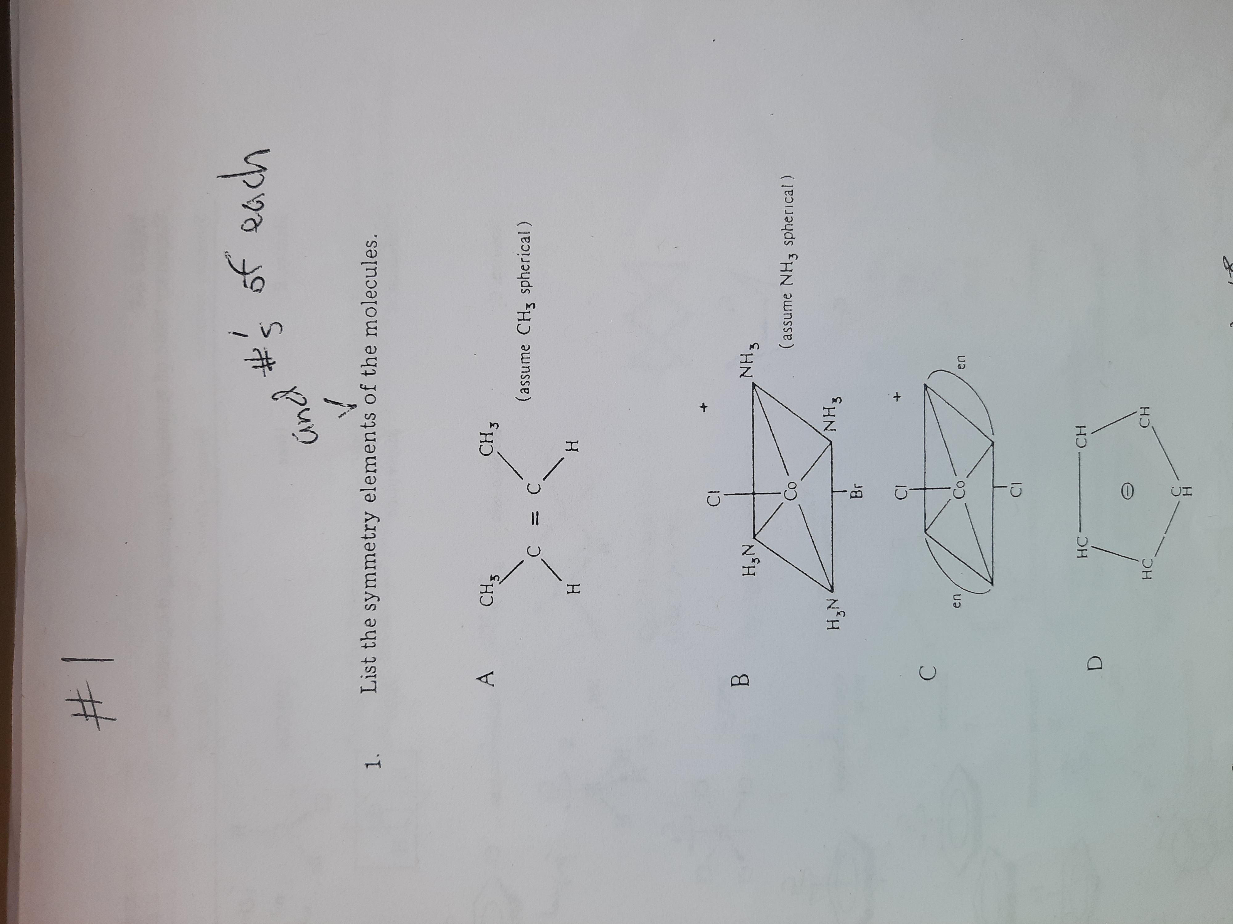 Solved And ′ S Of Each List The Symmetry Elements Of The | Chegg.com