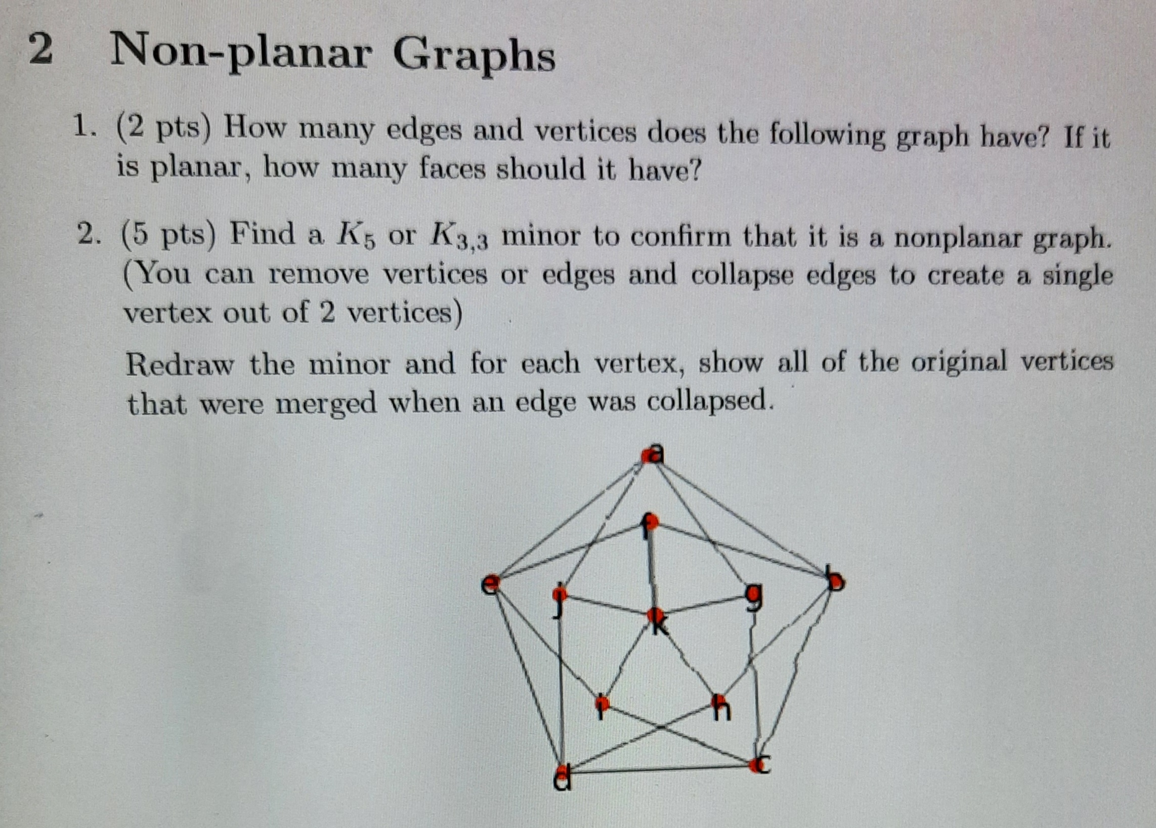 Solved 1. (2 pts) How many edges and vertices does the | Chegg.com