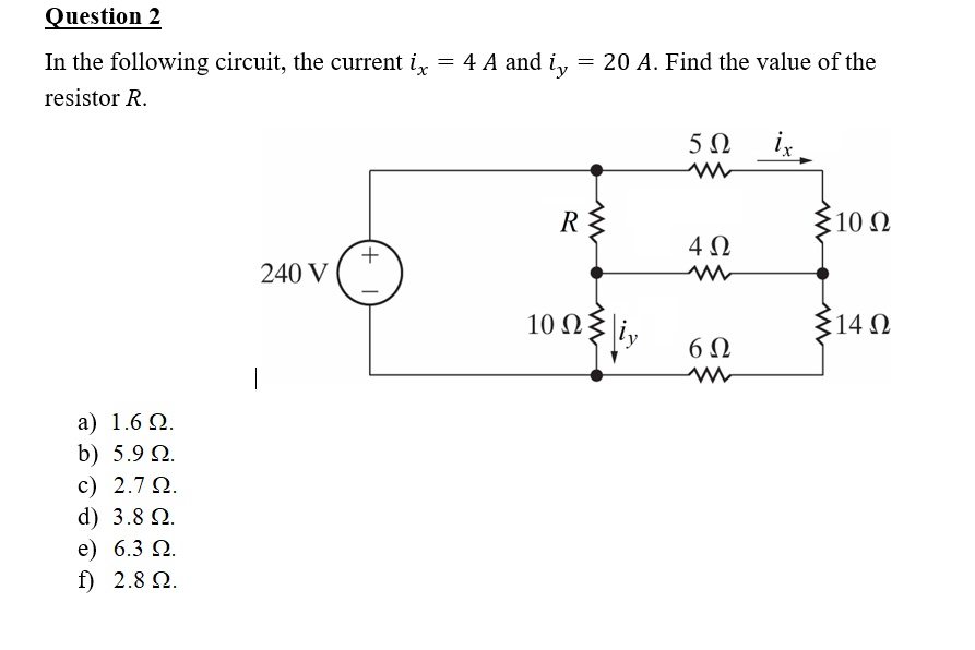 Solved Question 2 2 In the following circuit, the current ix | Chegg.com