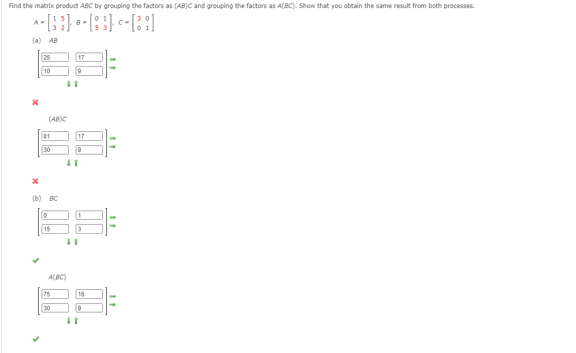 Solved Find the matrix product ABC by grouping the factors | Chegg.com