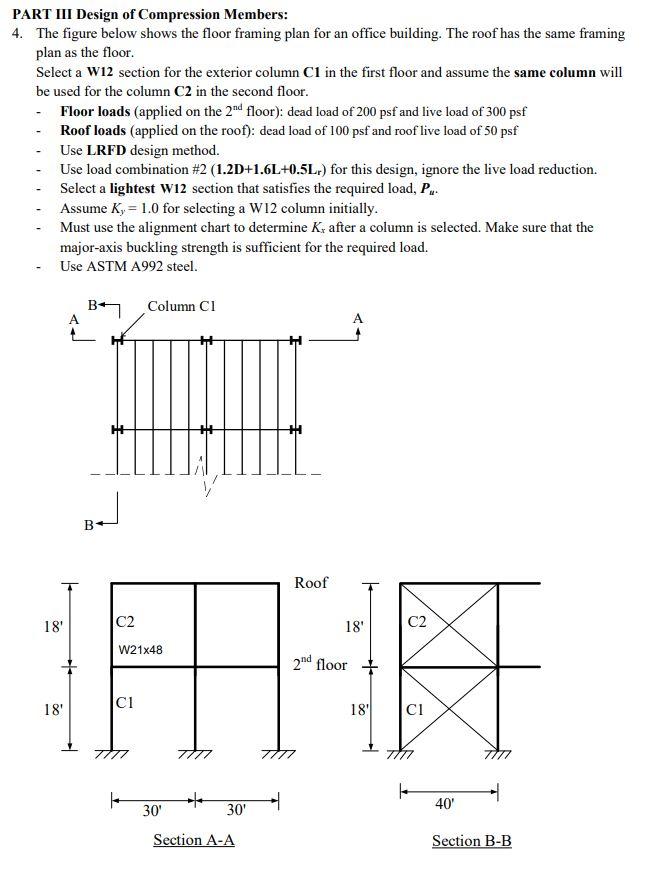 Solved PART III Design of Compression Members: 4. The figure | Chegg.com