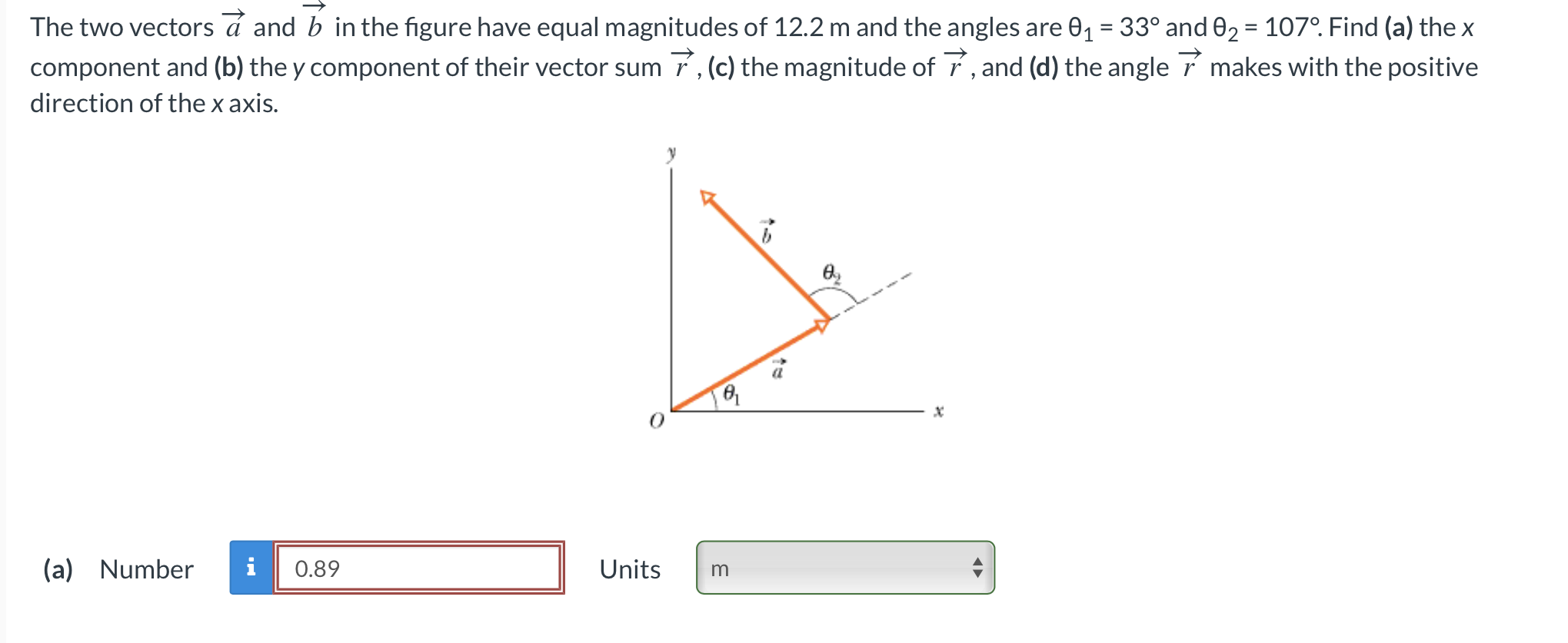 Solved The two vectors a and b in the figure have equal | Chegg.com
