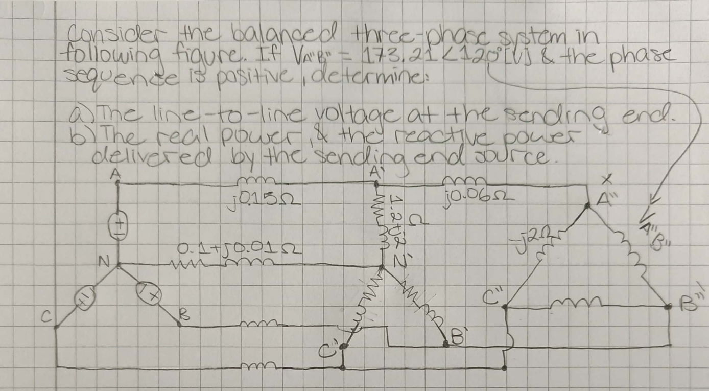 Consider the balanced three phase system in following | Chegg.com