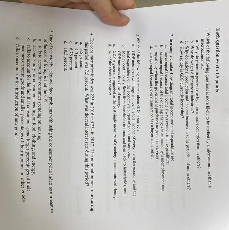Solved Each question worth 1.5 points 1. Which of the | Chegg.com