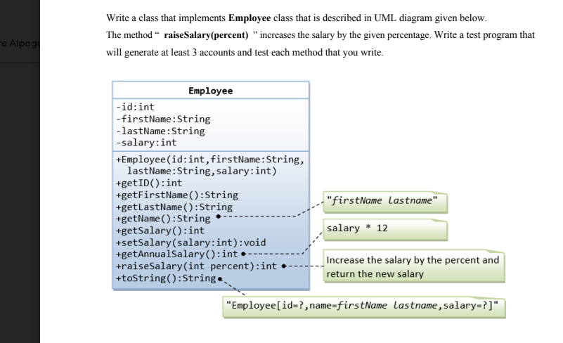 Solved Write a class that implements Employee class that is | Chegg.com