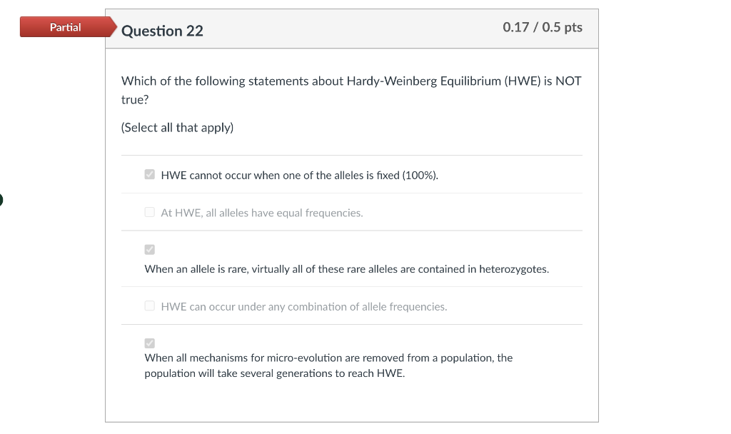 Solved Partial Question 22 0.17 /0.5 pts Which of the | Chegg.com