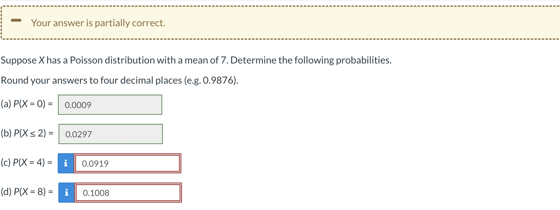 Solved Your answer is partially correct. Suppose X has a | Chegg.com