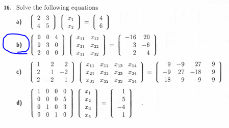 Solved 16. Solve the following equations 23)-( -16 20 3 -6 | Chegg.com