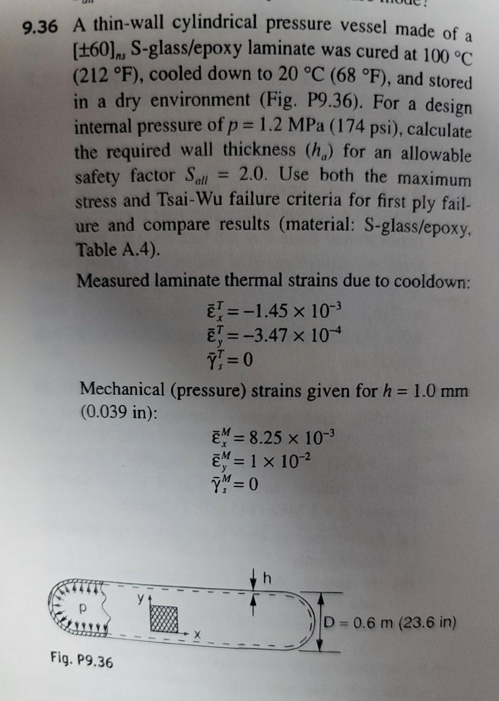 Solved 9.36 A thin-wall cylindrical pressure vessel made of | Chegg.com