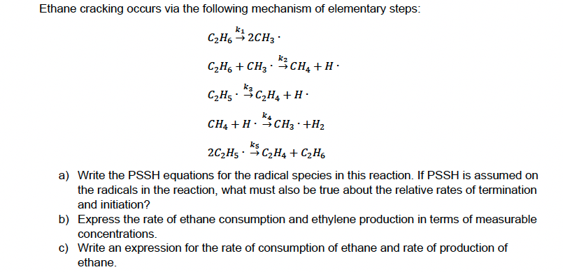 Solved Ethane cracking occurs via the following mechanism of | Chegg.com