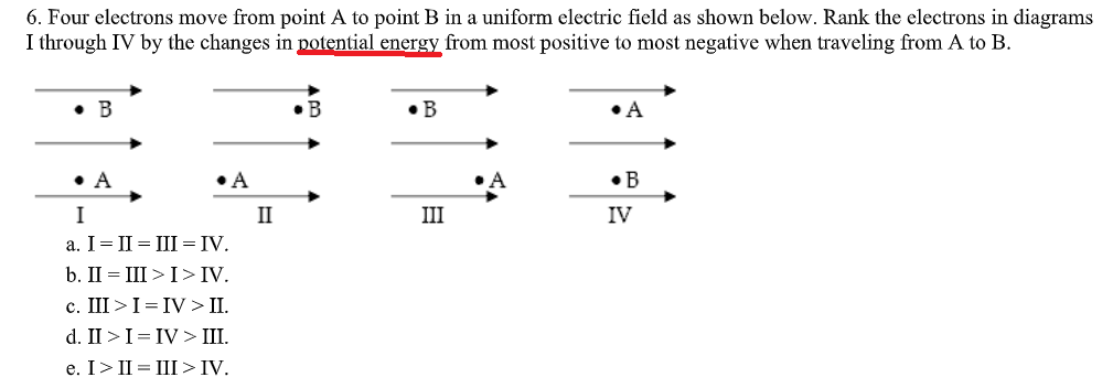 Solved 6. Four electrons move from point A to point B in a | Chegg.com