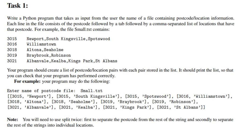 Solved Task 1: Write a Python program that takes as input | Chegg.com