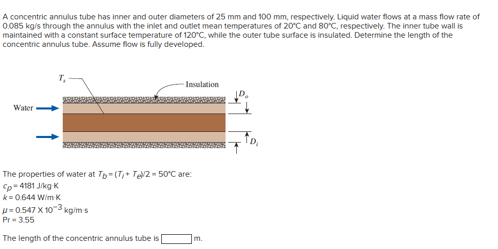 Solved A Concentric Annulus Tube Has Inner And Outer Chegg Com