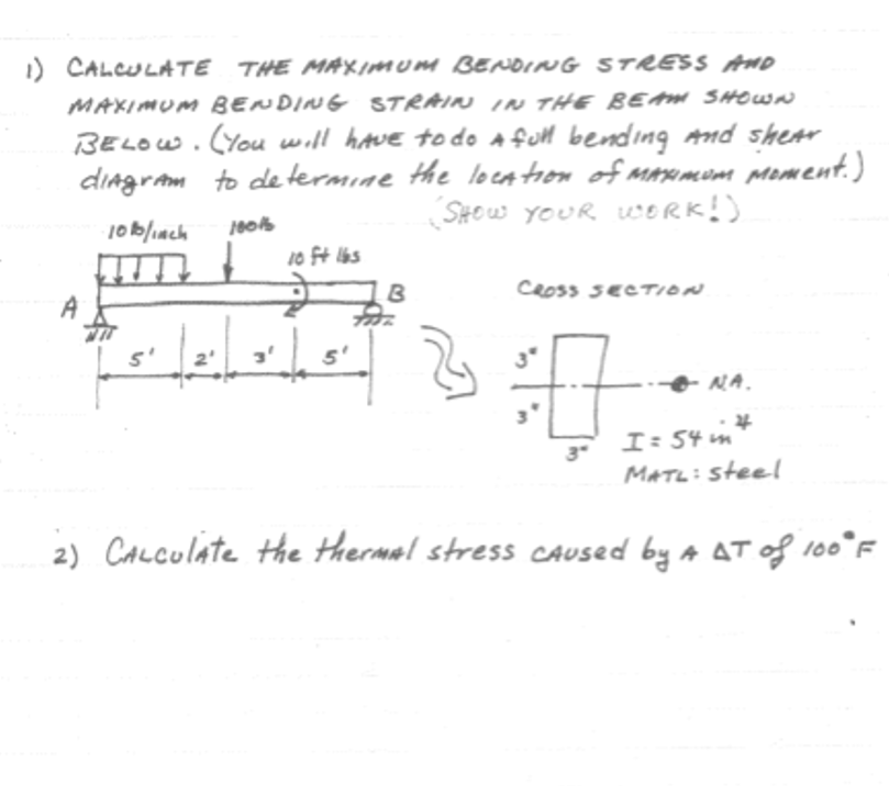 Solved 1) CALCULATE THE MAXimumi BENDING STRESS AND MAXIMUM | Chegg.com