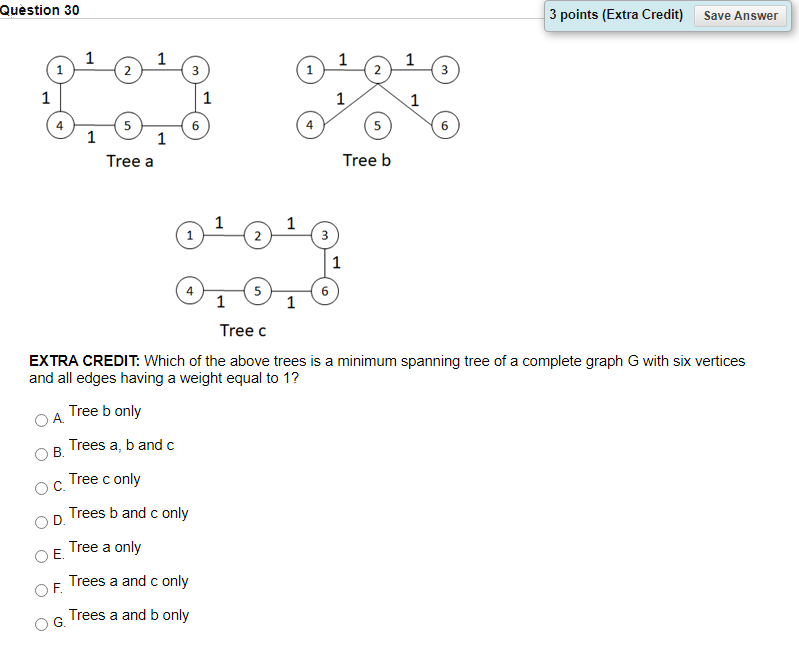 Solved Question 30 3 points (Extra Credit Save Answer 1 1 1 | Chegg.com