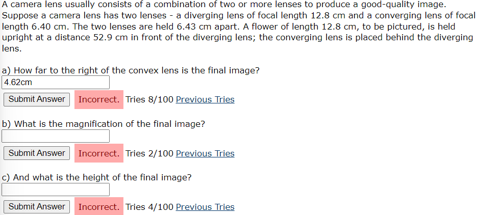 Solved A camera lens usually consists of a combination of | Chegg.com