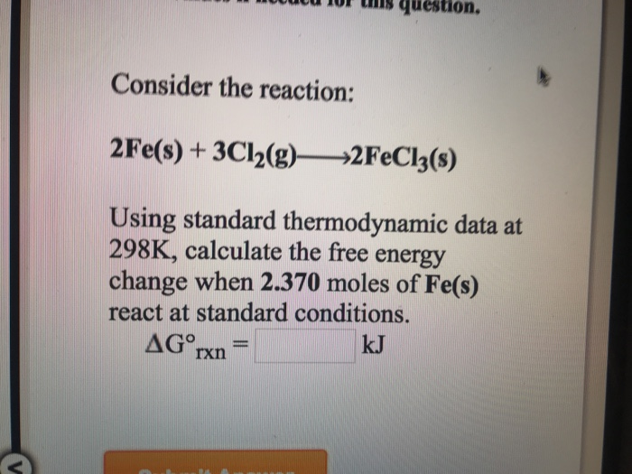 Solved outd Io question. Consider the reaction: 2Fe(s) | Chegg.com