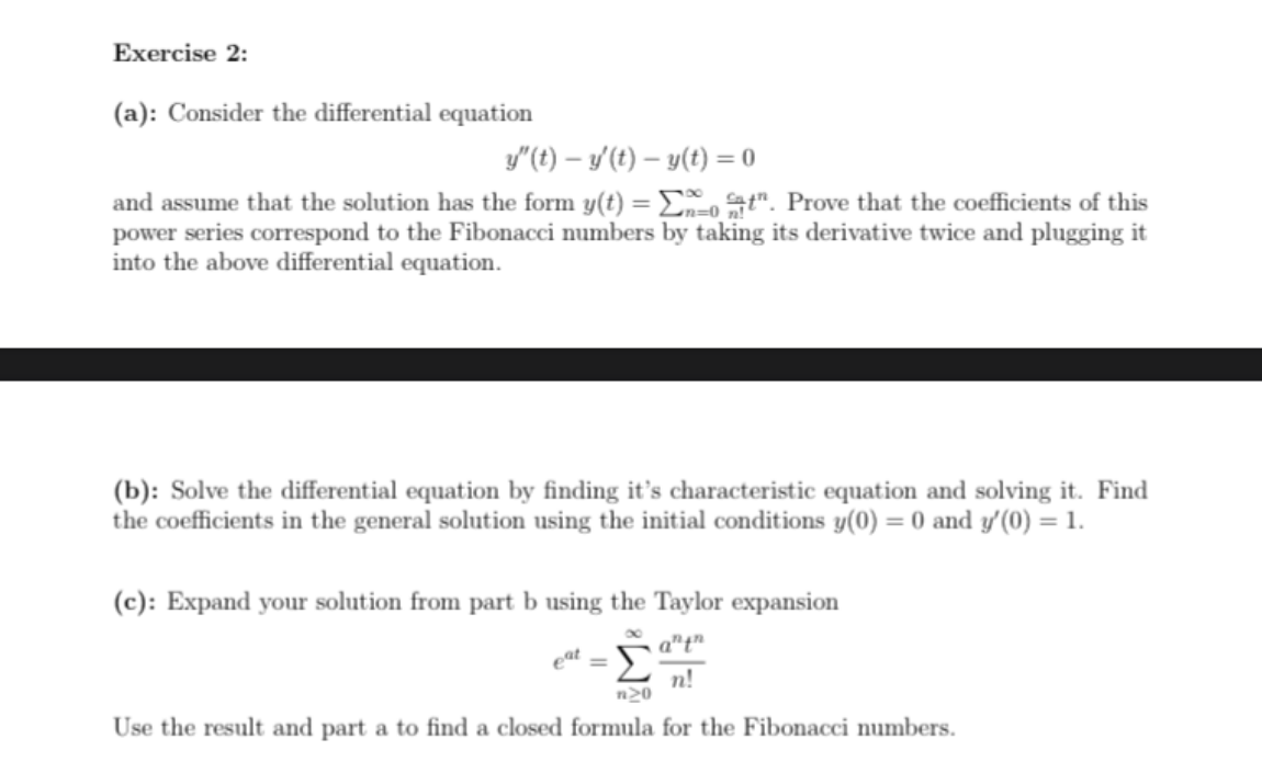 Solved Exercise 2: (a): Consider the differential equation | Chegg.com
