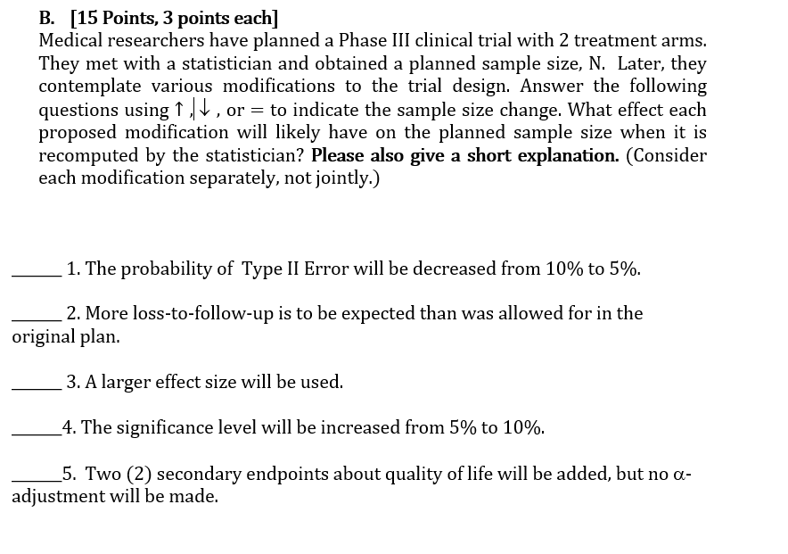 Solved B. [15 Points, 3 Points Each] Medical Researchers | Chegg.com ...