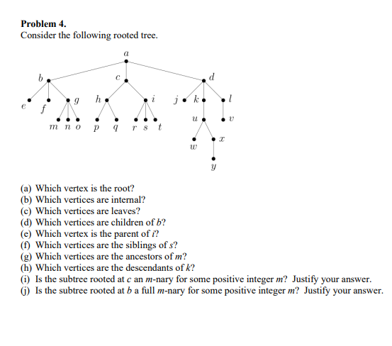 Solved Problem 4. Consider The Following Rooted Tree. A B с | Chegg.com