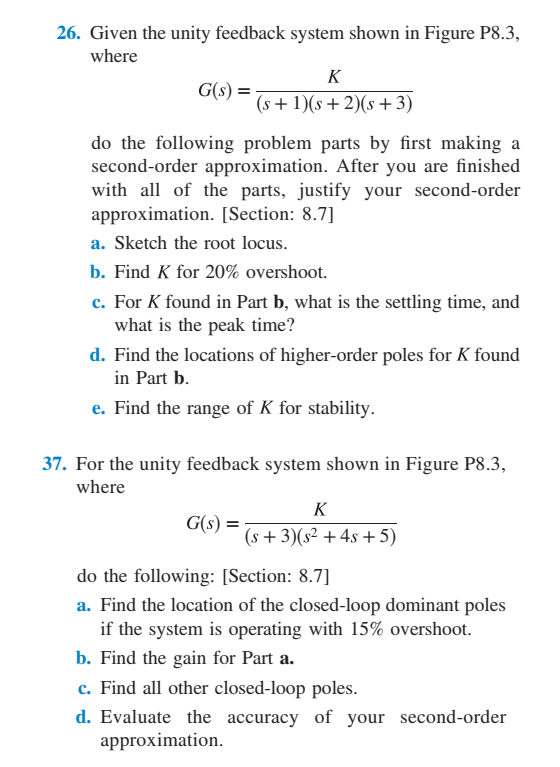 Solved 26. Given The Unity Feedback System Shown In Figure | Chegg.com