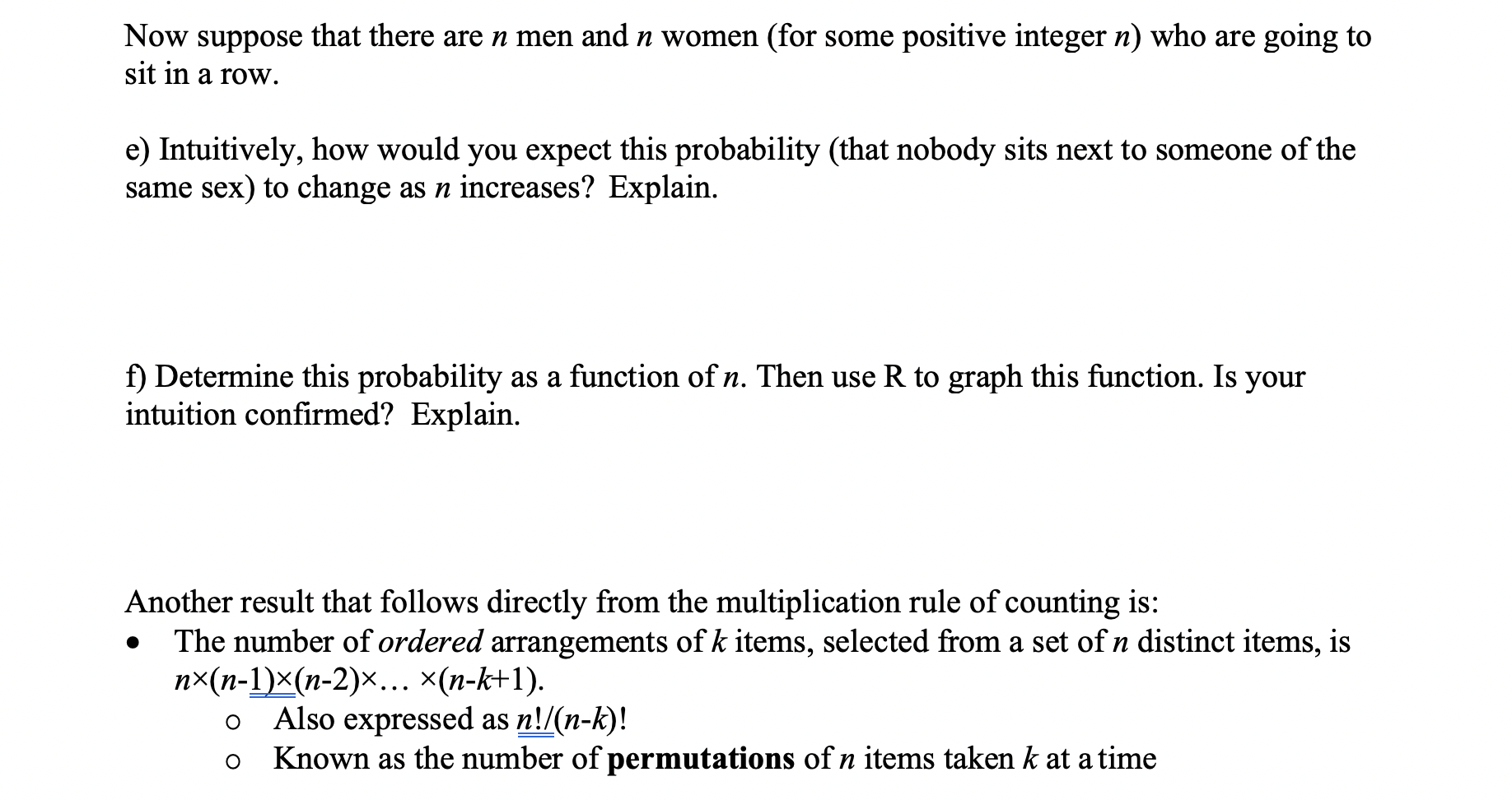 Solved Example 3-2: Boy/Girl Seating Suppose that 4 men and | Chegg.com