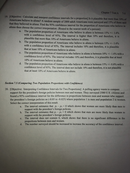 Solved 7-2 Chapter 7 Test A Section 7.2 (Measuring the | Chegg.com