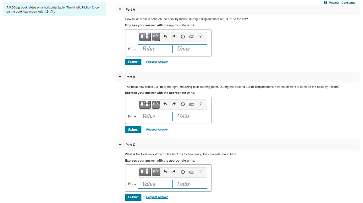 Solved MI Review Constants A 0.60 kg book slides on a | Chegg.com