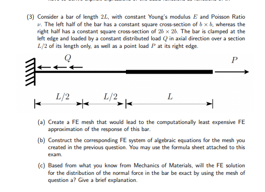 Solved (3) Consider a bar of length 2L, with constant | Chegg.com