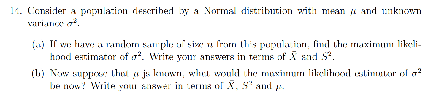 Solved 14. Consider a population described by a Normal | Chegg.com