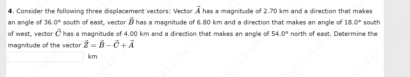 Solved 4. Consider the following three displacement vectors: | Chegg.com