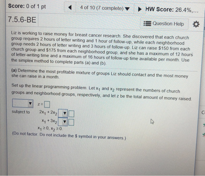 Solved Score: 0 of 1 pt 4 of 10 (7 complete) HW Score: | Chegg.com