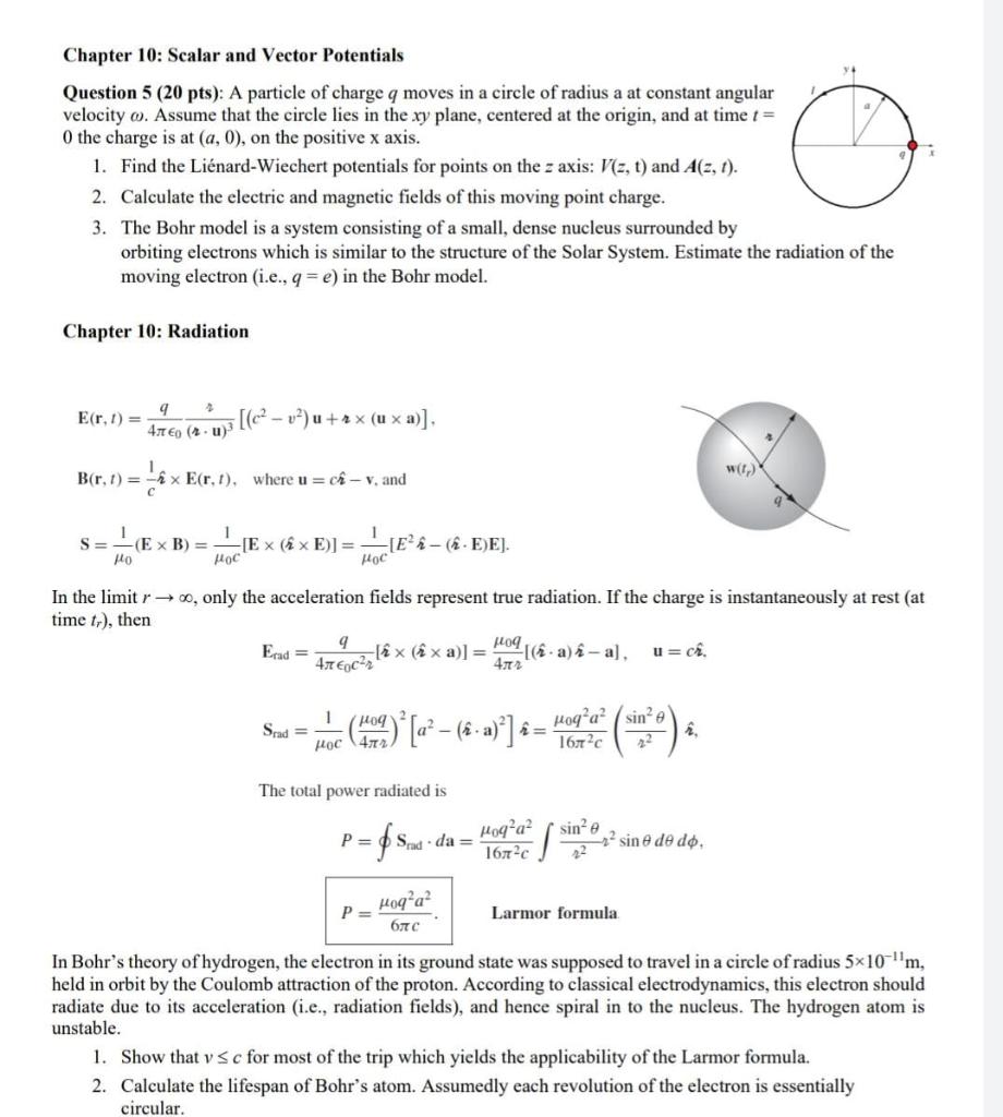 Solved Chapter 10: Scalar and Vector Potentials Question 5 | Chegg.com