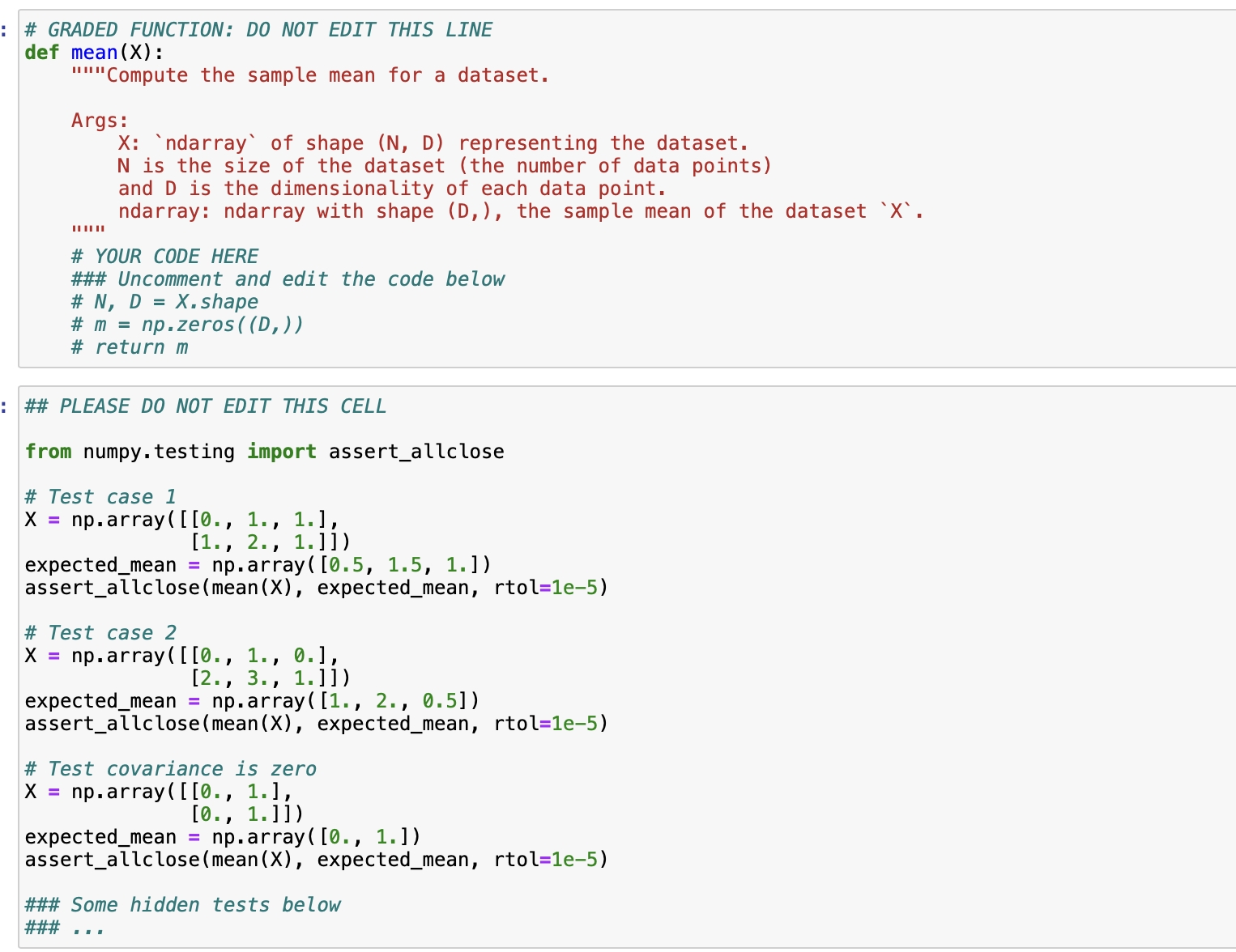 Solved MEAN and COVARIANCE OF DATA SET IN PYTHONIt is for | Chegg.com