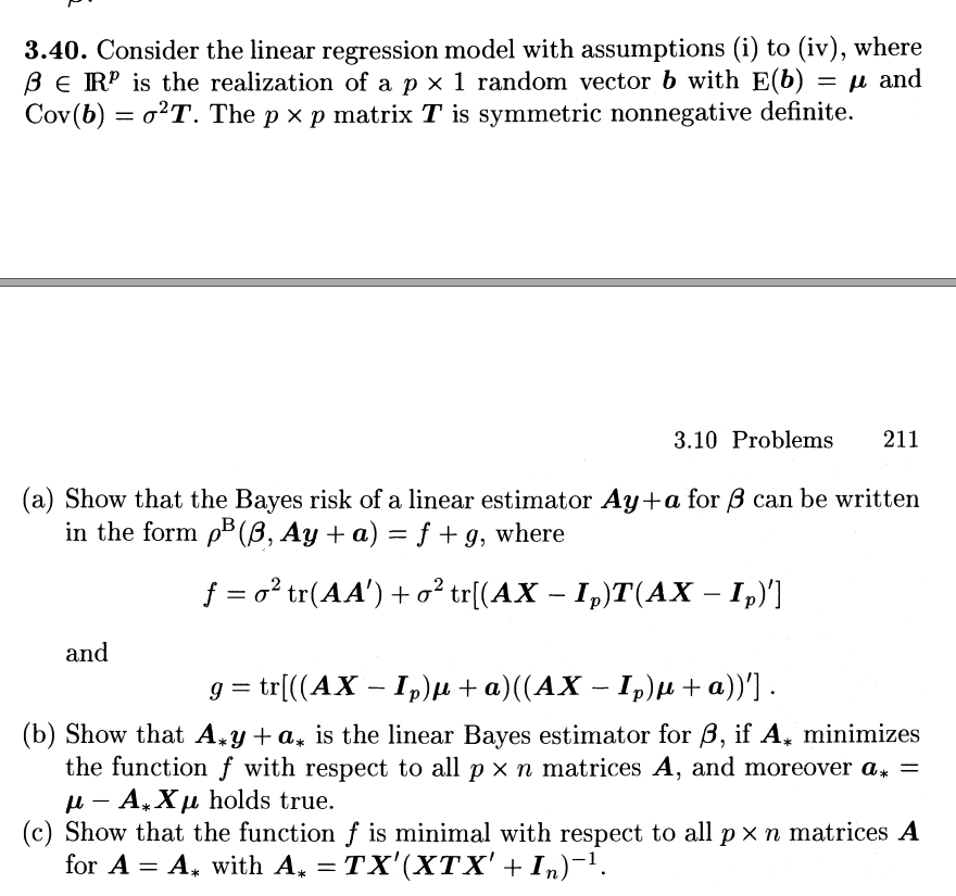 3 40 Consider The Linear Regression Model With Chegg Com