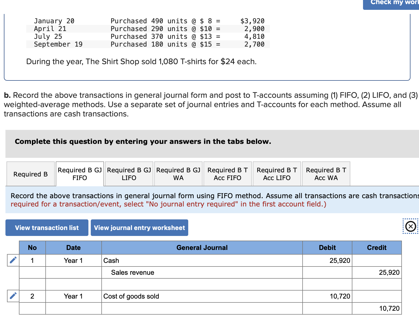 Solved b. Record the above transactions in general journal