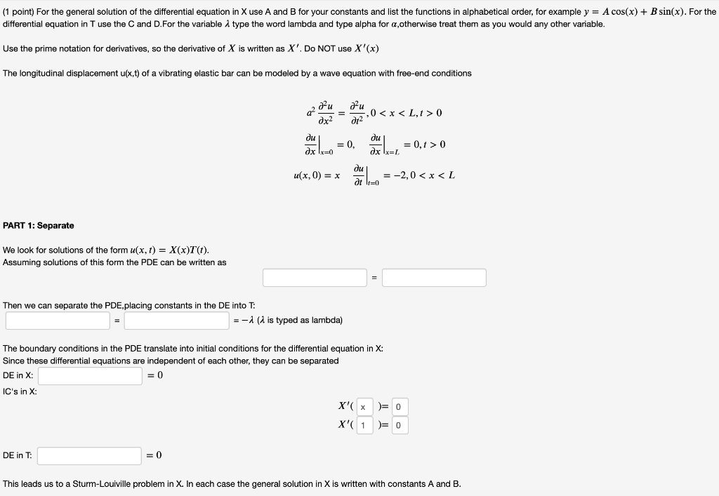 Solved 1 Point For The General Solution Of The Chegg Com