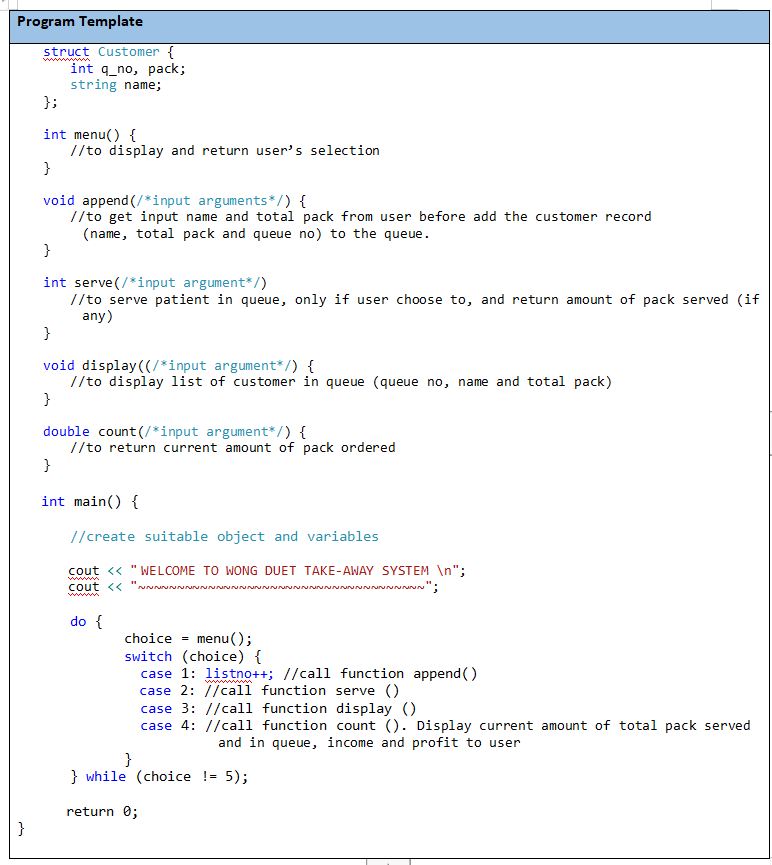 Solved Question 1 Referring to Program Template and Program | Chegg.com