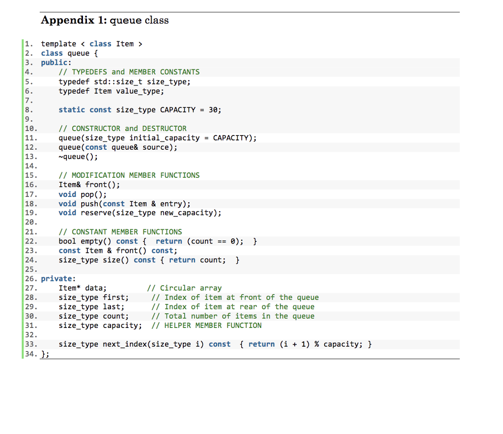 Solved 8. For the queue class given in Appendix 1 (cf. end | Chegg.com