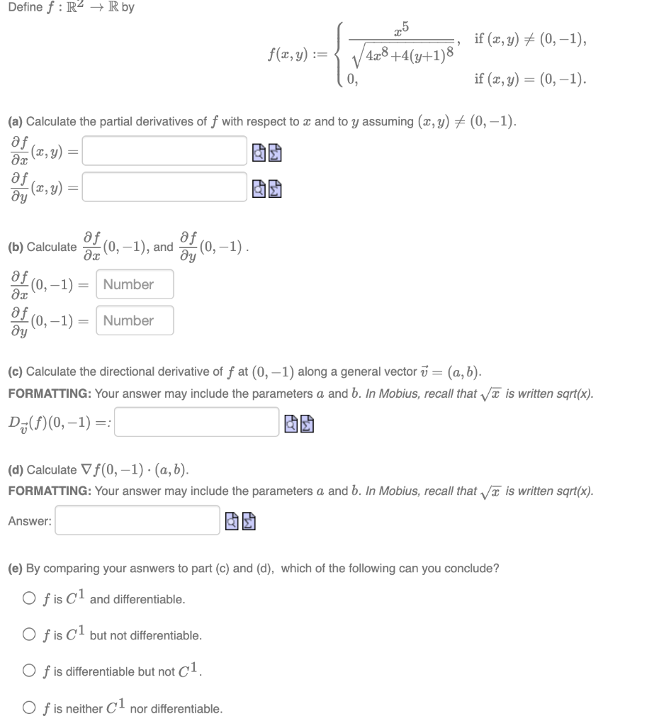 Solved Define f:R2 + R by 25 if (x, y) + (0, -1), f(x,y) := | Chegg.com