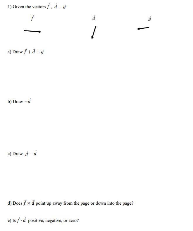 Solved 1 Given The Vectors F A G F D G 1 1 A Draw F Chegg Com
