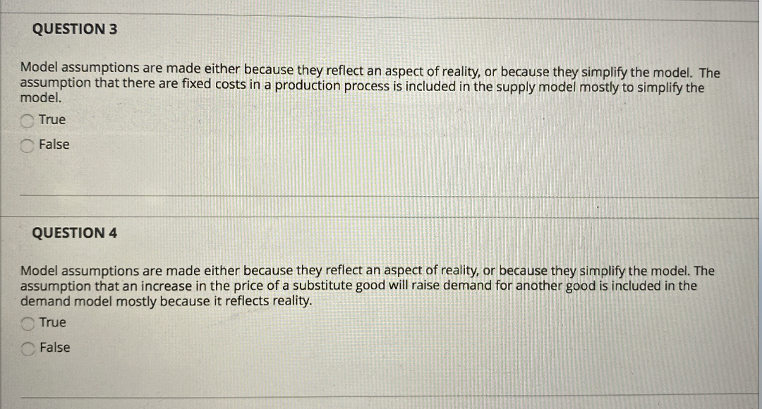 Any Model Is Based On Making Assumptions Because Solved QUESTION 3 Model assumptions are made either because | Chegg.com