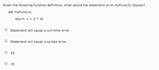 Solved Given the following function definition, what would | Chegg.com