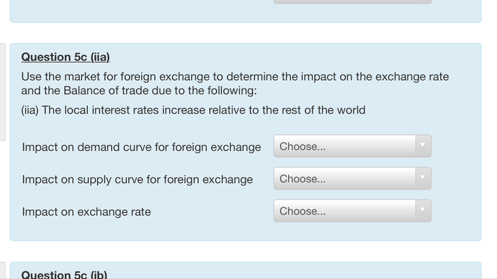 Solved Question 5c (ia) Use the market for foreign exchange | Chegg.com