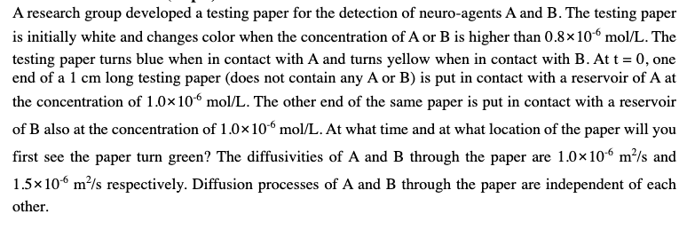 Solved A research group developed a testing paper for the | Chegg.com
