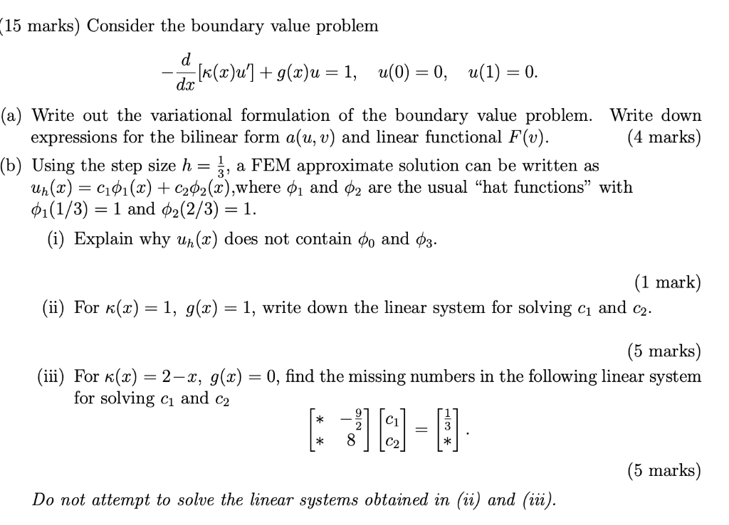 15 Marks Consider The Boundary Value Problem X U Chegg Com