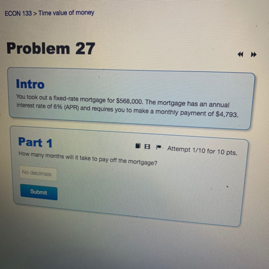 Solved ECON 133 > Time value of money Problem 27 Intro You | Chegg.com
