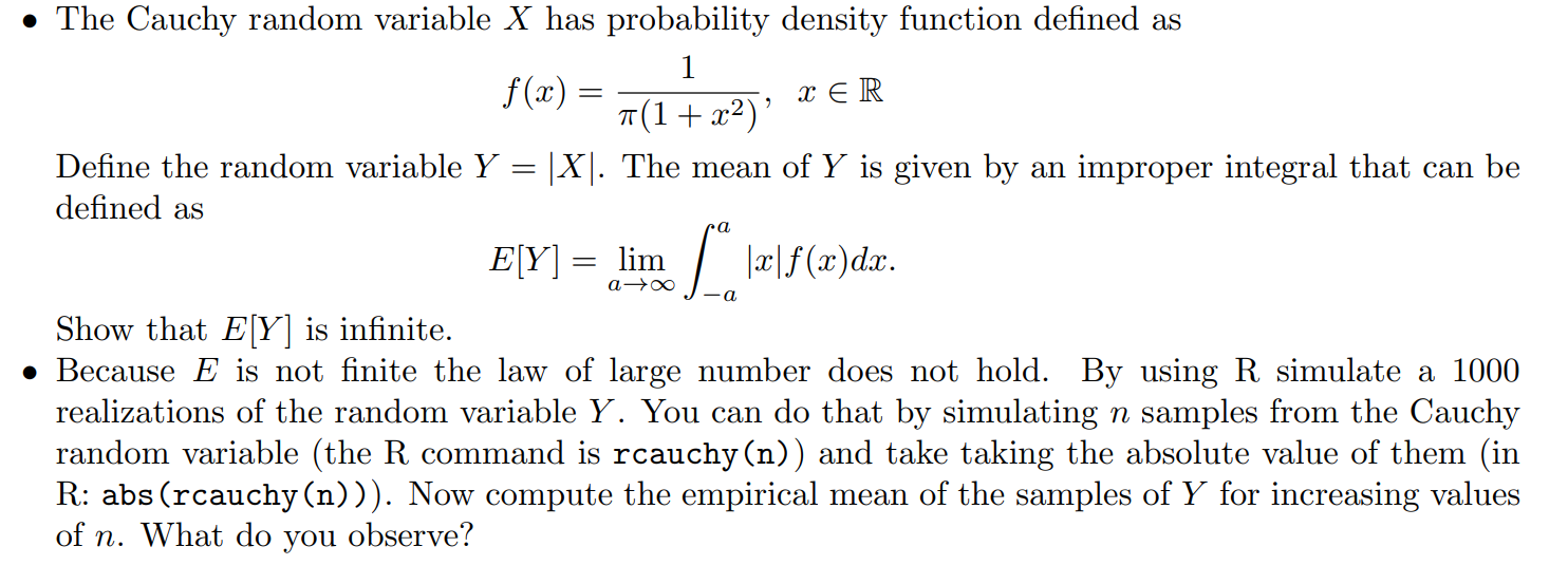 Solved the cauchy random variable x has probability chegg